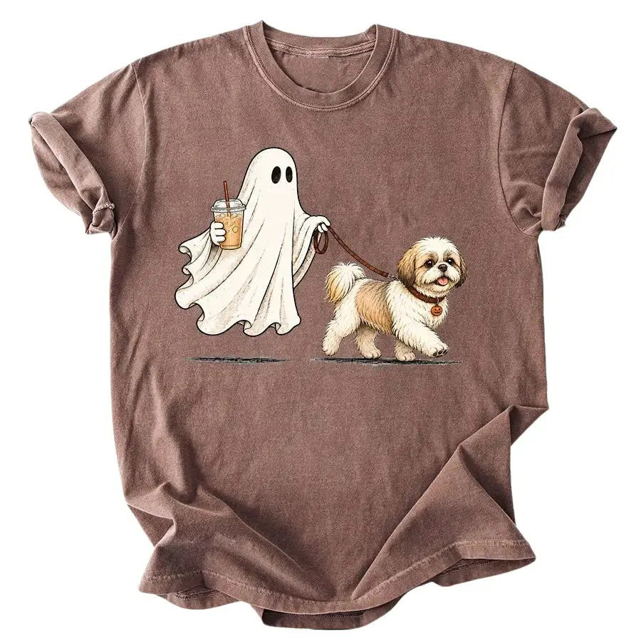 50+ Dog Breeds Сute Ghost Dog Iced Coffee T-Shirt / Sweatshirt / Hoodie