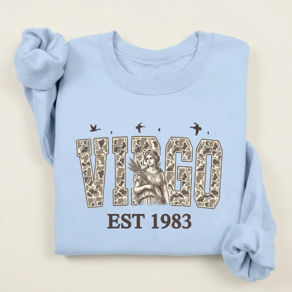 Custom Zodiac EST Year Shirt Vintage Camo Letter Animal Graphic T-Shirt / Sweatshirt / Hoodie