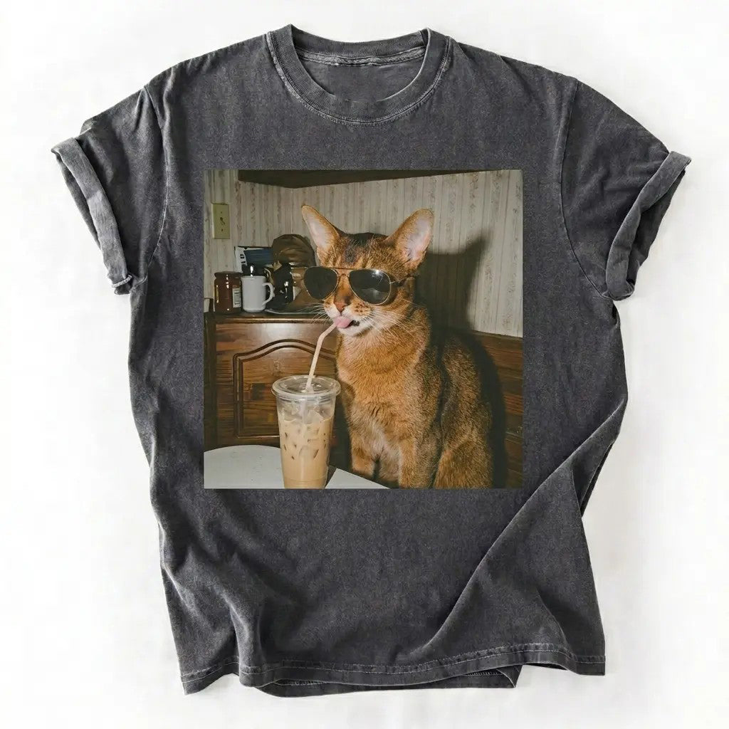 50+ Cat Breeds Drinking Iced Coffee T-Shirt / Sweatshirt / Hoodie