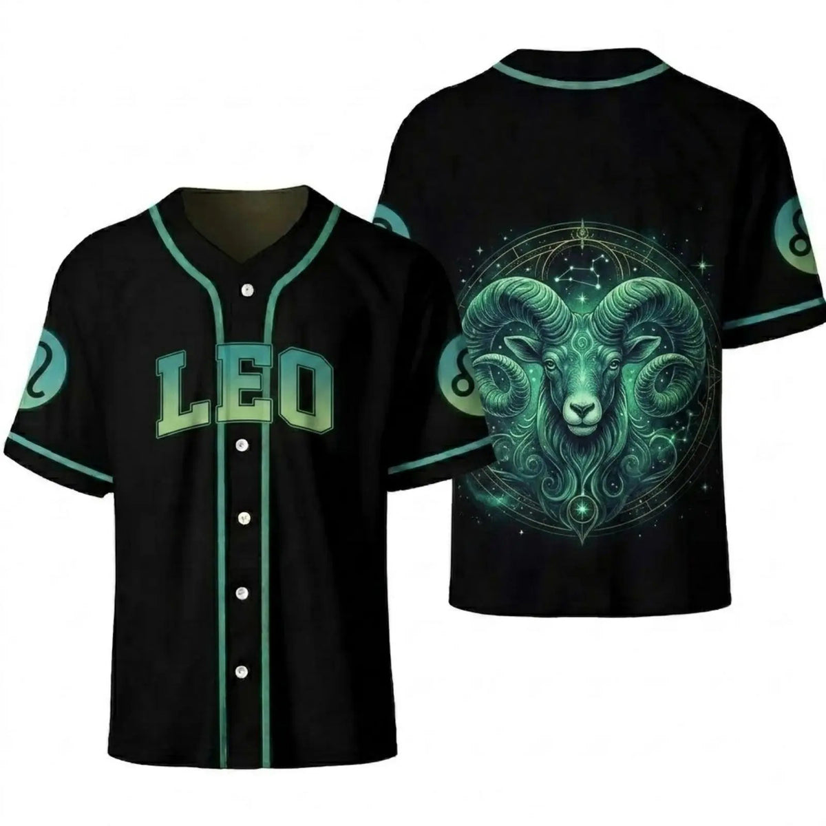 Astrology Zodiac Sign Baseball Jersey — Gothic Celestial Graphic for Astrology Lovers Button-Up Shirt