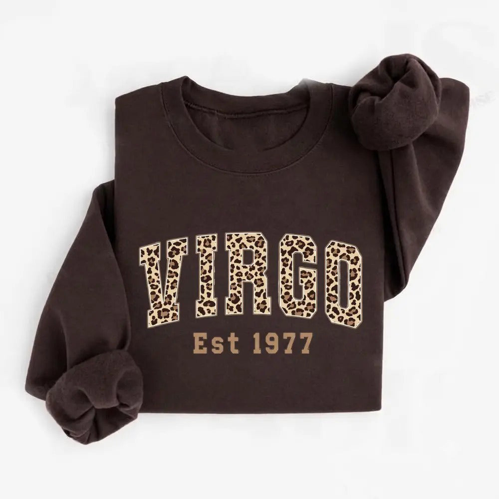 Custom Leopard Zodiac with Est Year T-Shirt / Sweatshirt / Hoodie
