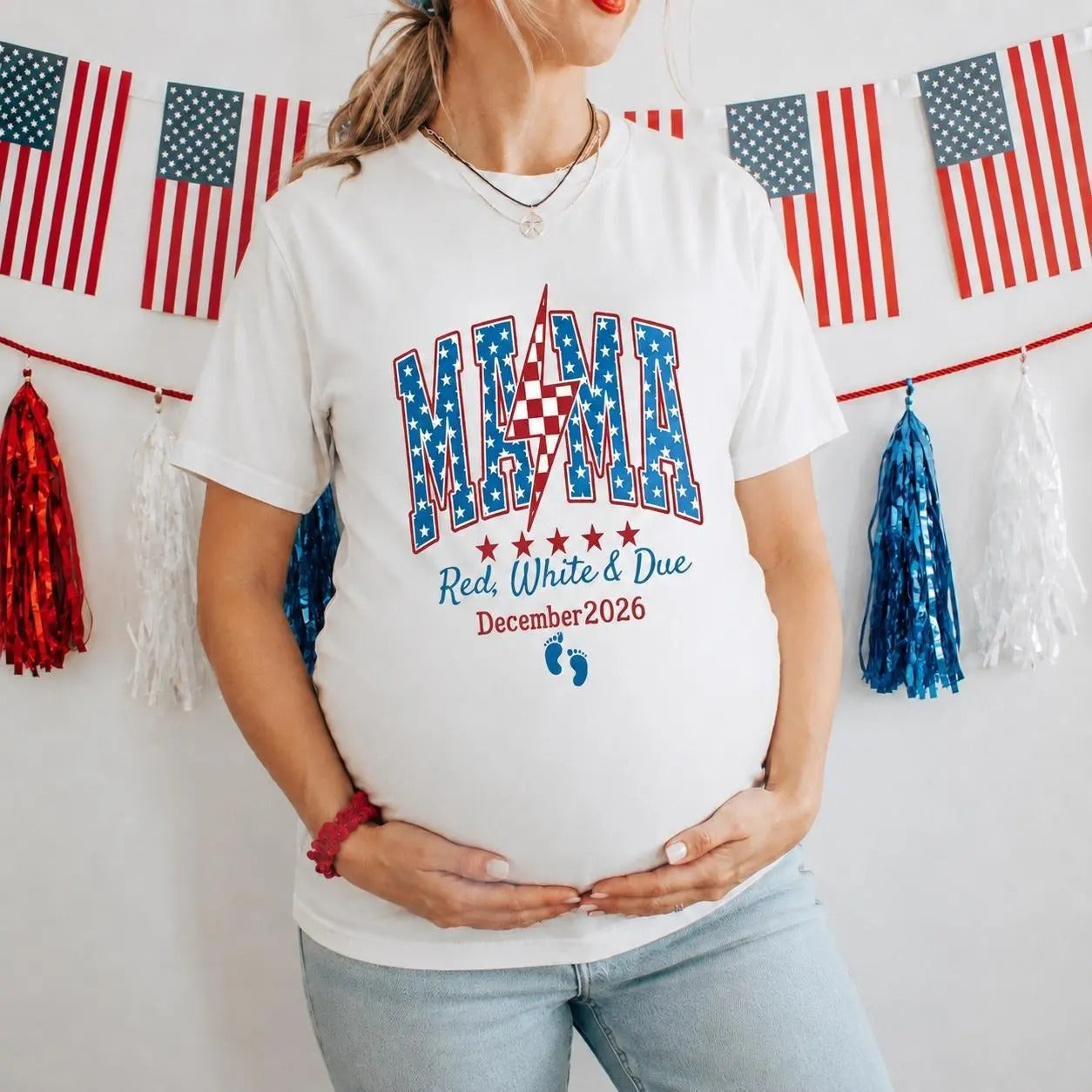 American Mama 4th of July Pregnancy Announcement T-Shirt / Sweatshirt / Hoodie