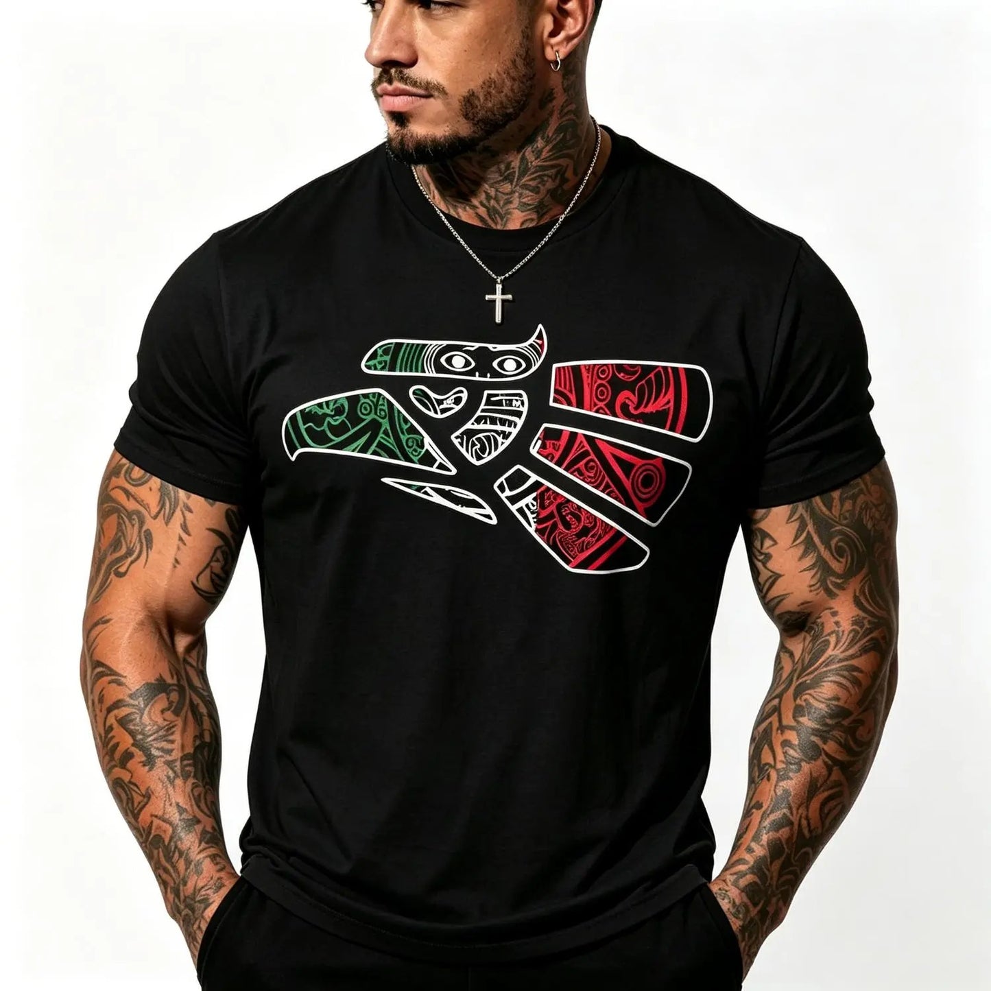 Latino Heritage Cotton Featuring Green White Red Mexico Eagle T-Shirt / Sweatshirt / Hoodie