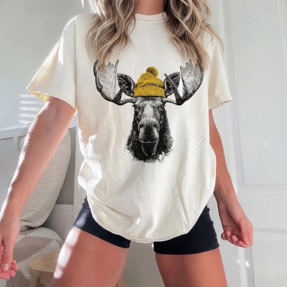 Bull Moose Wearing Beanie T-Shirt / Sweatshirt / Hoodie