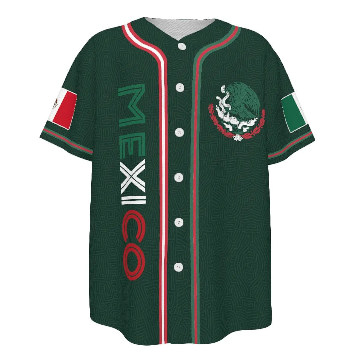 Mexico Eagle All Over Print Baseball Jersey — Patriotic Mexican Style Button Up Shirt