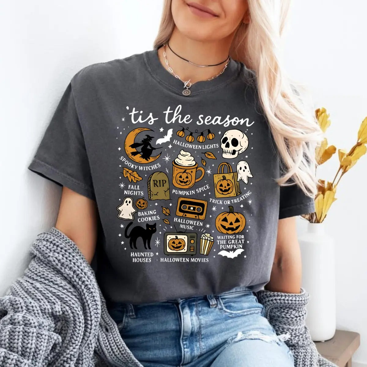 Tis The Season Halloween Cute Coquette Ghost Pumpkin T-Shirt / Sweatshirt / Hoodie