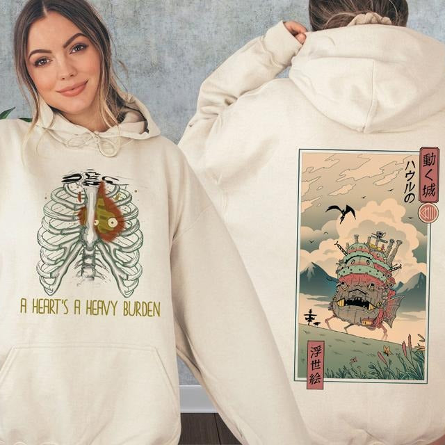 A Heart's A Heavy Burden Magic Moving Castle Fantasy Vintage Aesthetic T-Shirt / Sweatshirt / Hoodie