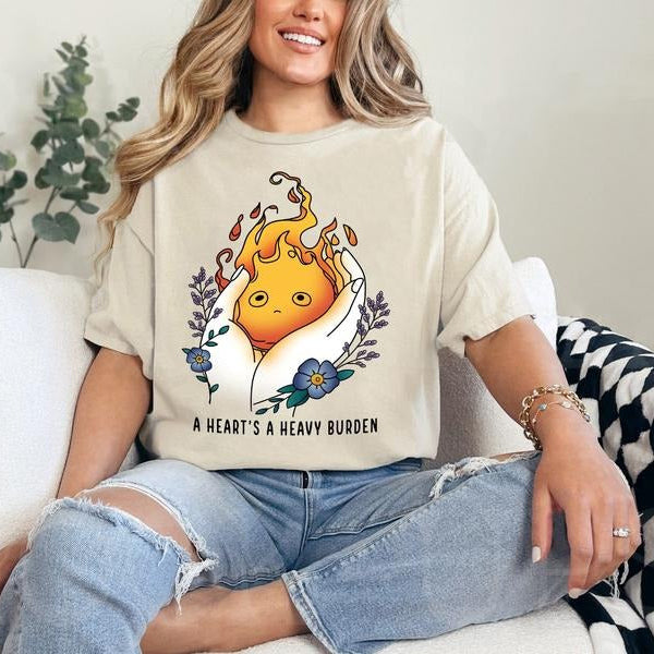 A Heart's A Heavy Burden Magic Moving Castle Fantasy Vintage Aesthetic T-Shirt / Sweatshirt / Hoodie