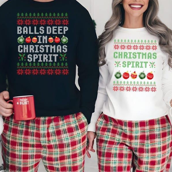 Funny Couples Christmas Spirit Matching Holiday Gift T-Shirt / Sweatshirt / Hoodie