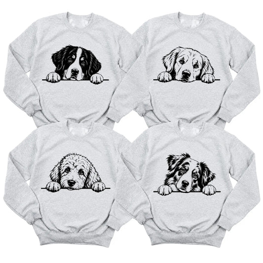 Custom Dog Breed Shirt Cute Peeking Puppy Line Art Graphic T-Shirt / Sweatshirt / Hoodie