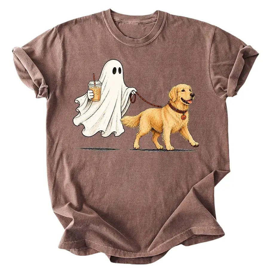 50+ Dog Breeds Сute Ghost Dog Iced Coffee  T-Shirt / Sweatshirt / Hoodie