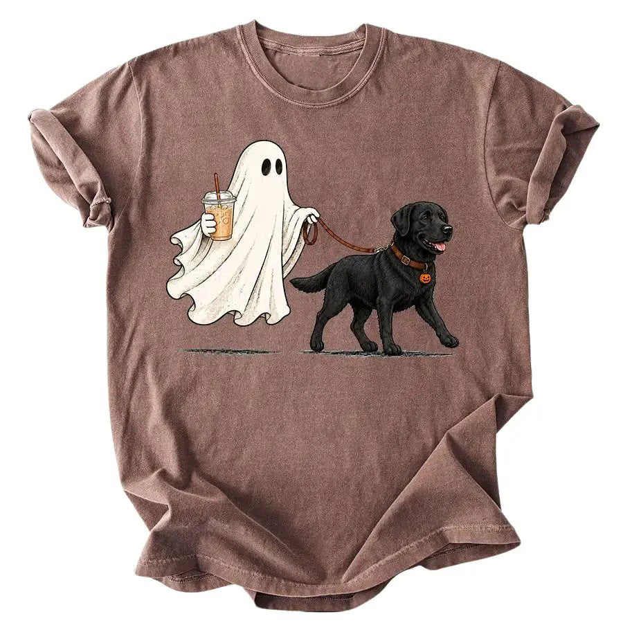 50+ Dog Breeds Сute Ghost Dog Iced Coffee  T-Shirt / Sweatshirt / Hoodie