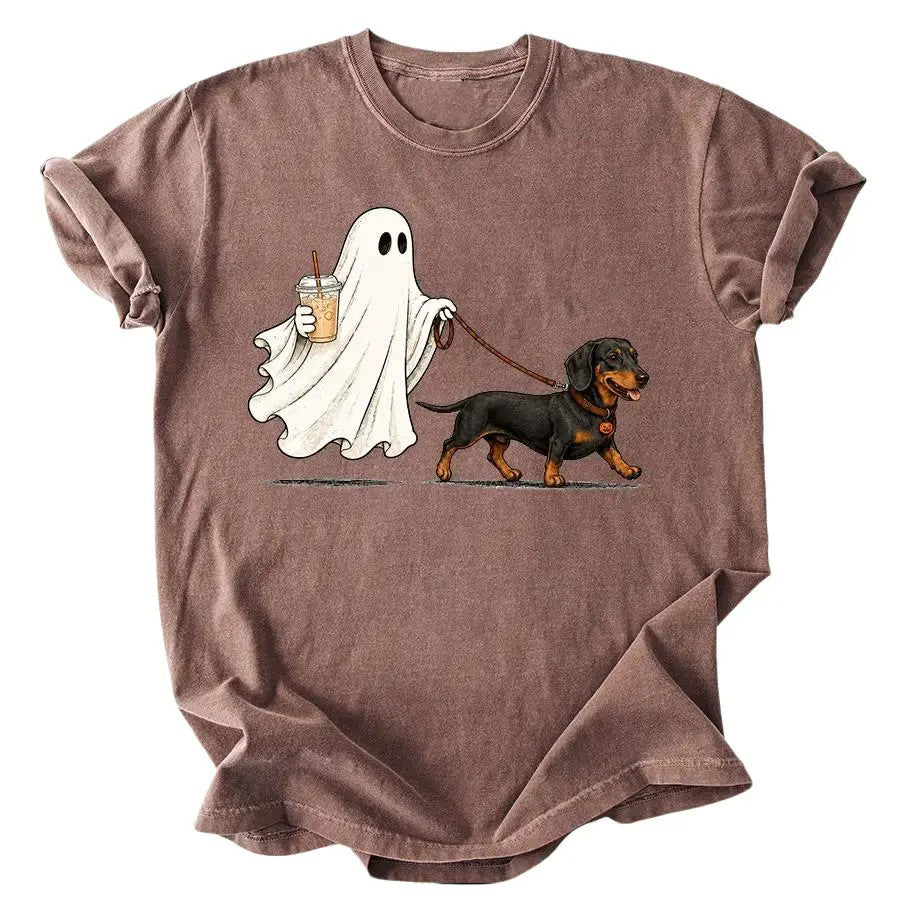 50+ Dog Breeds Сute Ghost Dog Iced Coffee  T-Shirt / Sweatshirt / Hoodie