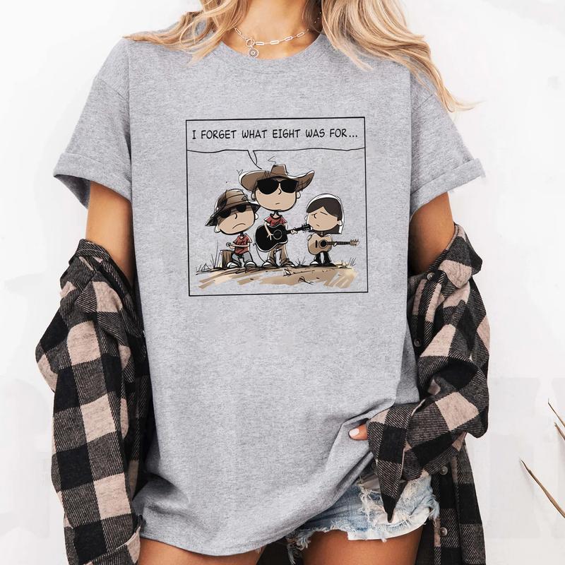 I Forget What Eight Was For Cowboy Band Funny Sunset Country Music Cartoon Graphic T-Shirt / Sweatshirt / Hoodie