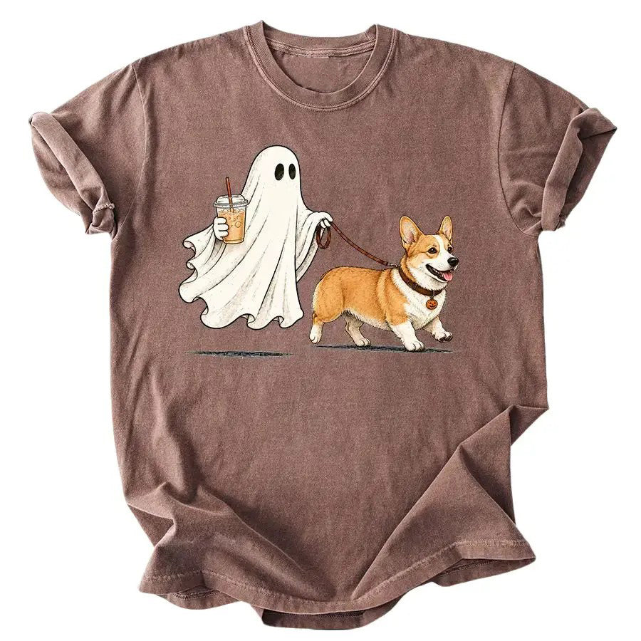 50+ Dog Breeds Сute Ghost Dog Iced Coffee  T-Shirt / Sweatshirt / Hoodie