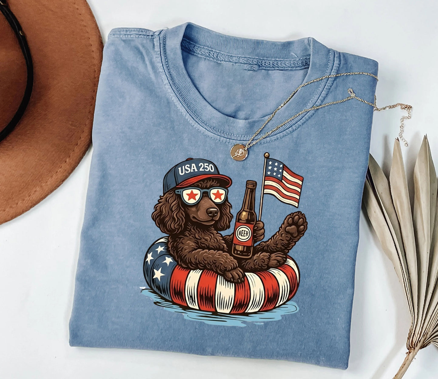 Funny Patriotic Dog USA 250 Independence Day 4th of July Graphic For Dog Lover T-Shirt / Sweatshirt / Hoodie