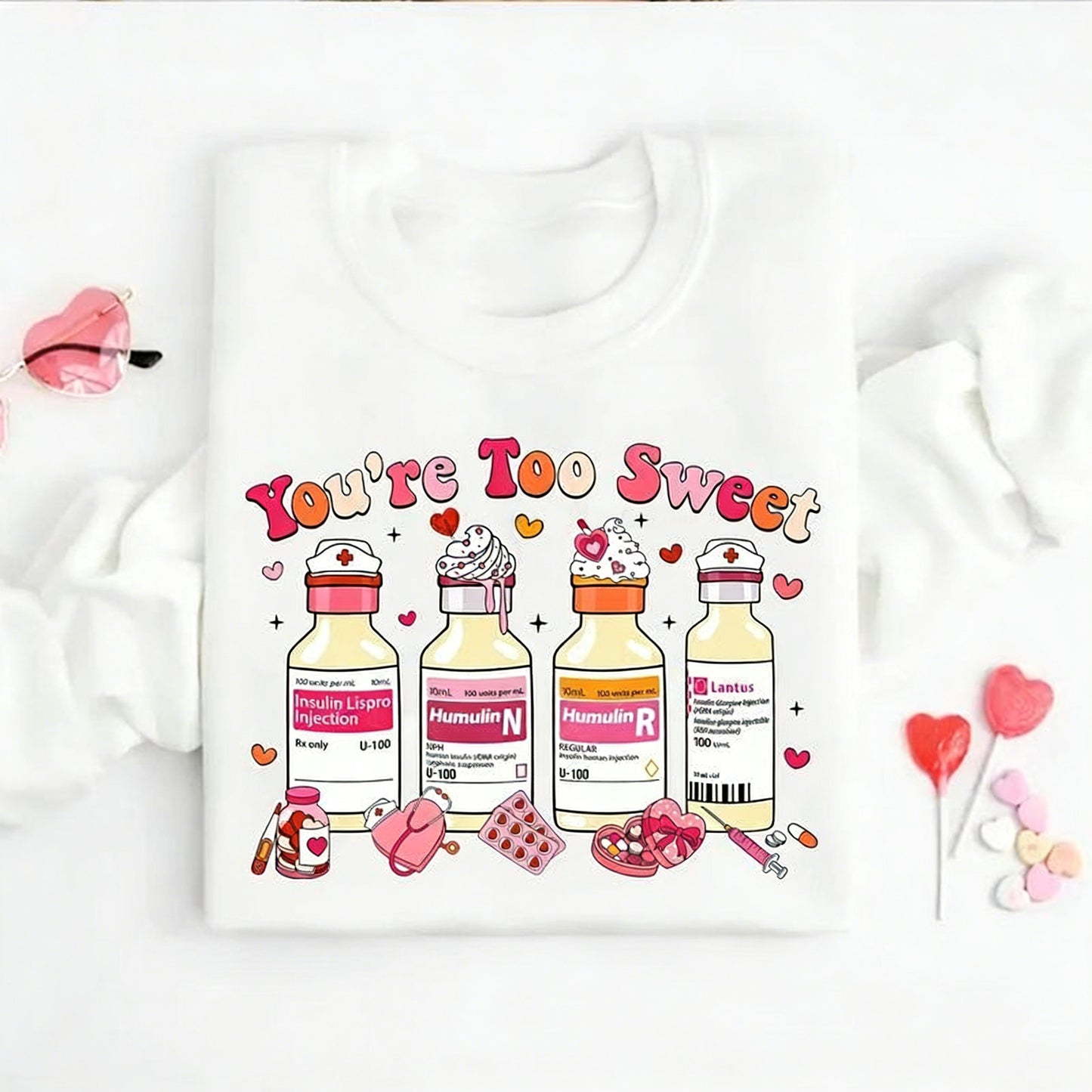 Nurse Valentine's Day ER Insulin Diabetes ICU Cute T-Shirt / Sweatshirt / Hoodie