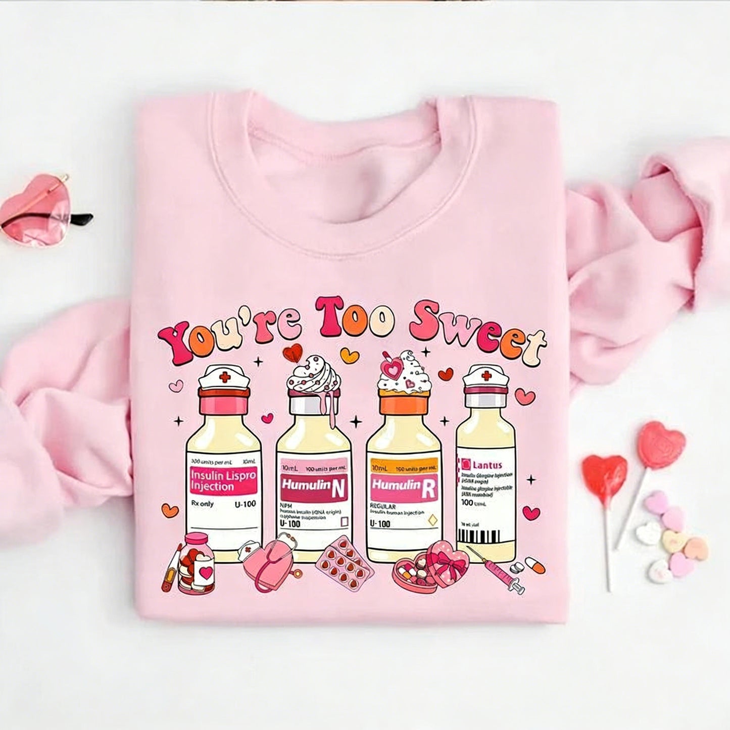 Nurse Valentine's Day ER Insulin Diabetes ICU Cute T-Shirt / Sweatshirt / Hoodie