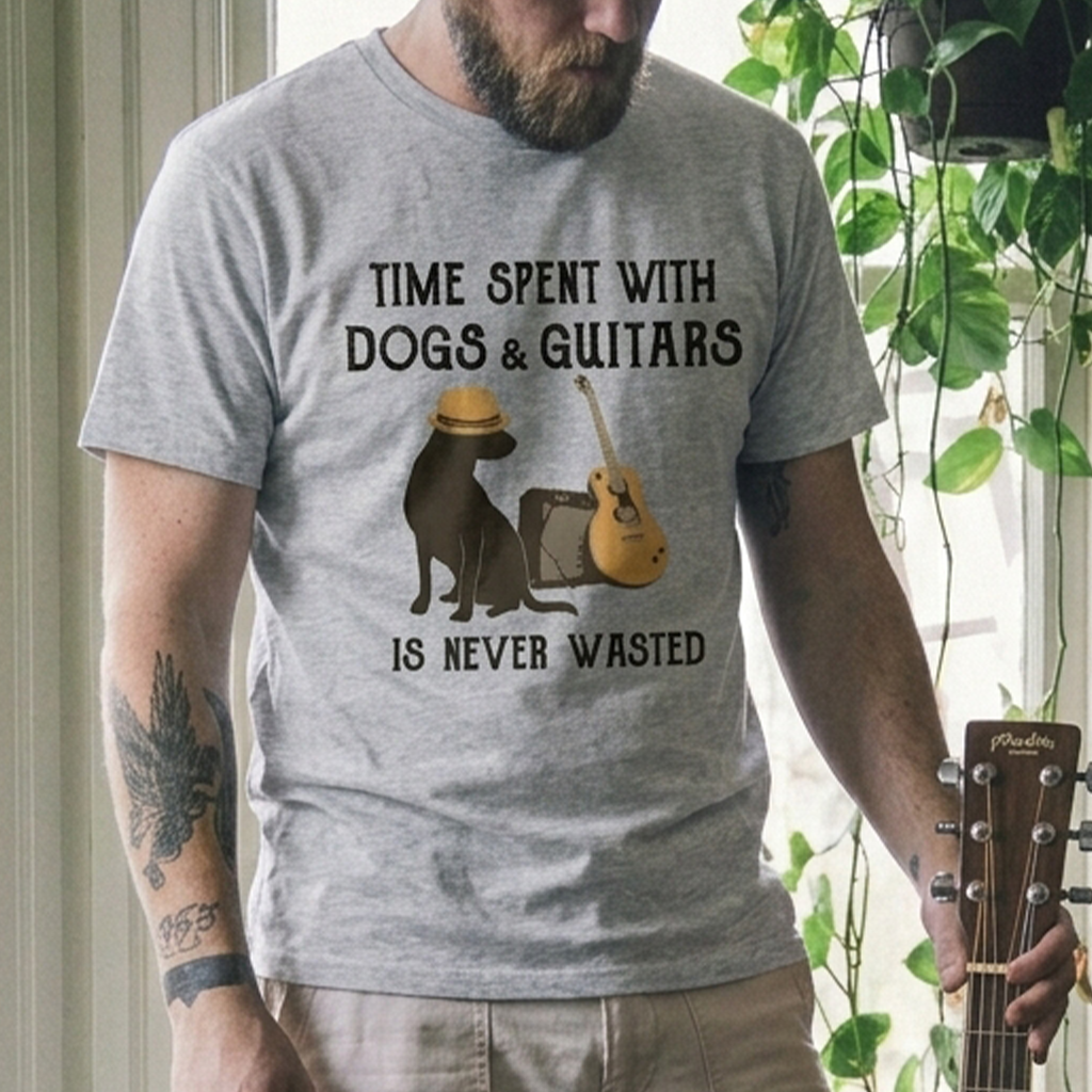 Time Spent With Dogs And Guitars Is Never Wasted Music Lover T-Shirt / Sweatshirt / Hoodie