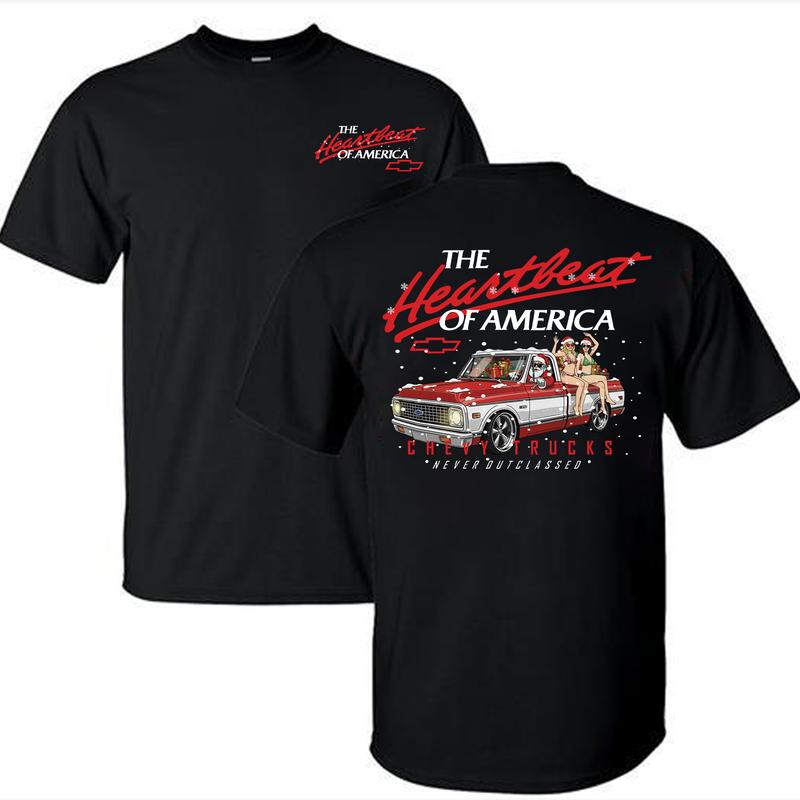Retro Christmas Truck Lover Classic Casual Gift Hearbeat Of America T-Shirt / Sweatshirt / Hoodie