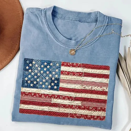 Retro American Flag Patchwork 4th Of July T-Shirt / Sweatshirt / Hoodie