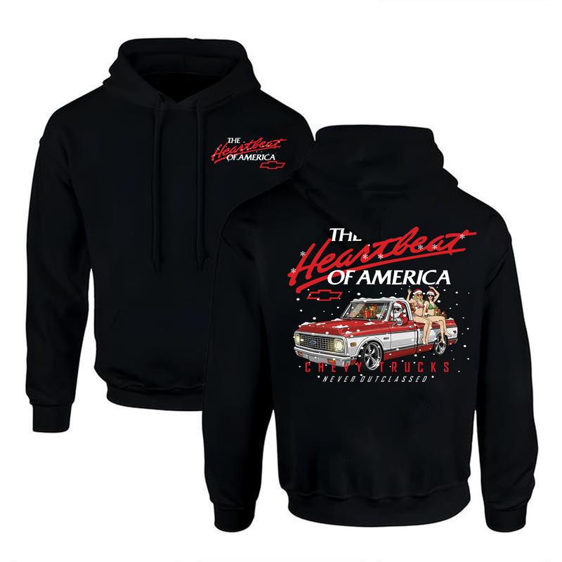 Retro Christmas Truck Lover Classic Casual Gift Hearbeat Of America T-Shirt / Sweatshirt / Hoodie