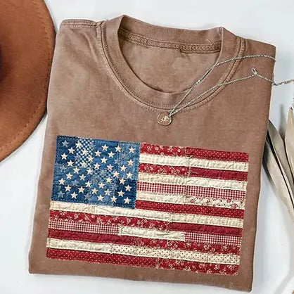 Retro American Flag Patchwork 4th Of July T-Shirt / Sweatshirt / Hoodie