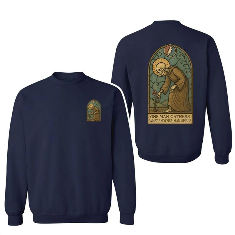 Retro Stained Glass Quote Graphic One Man Gathers Art Design T-Shirt / Sweatshirt / Hoodie