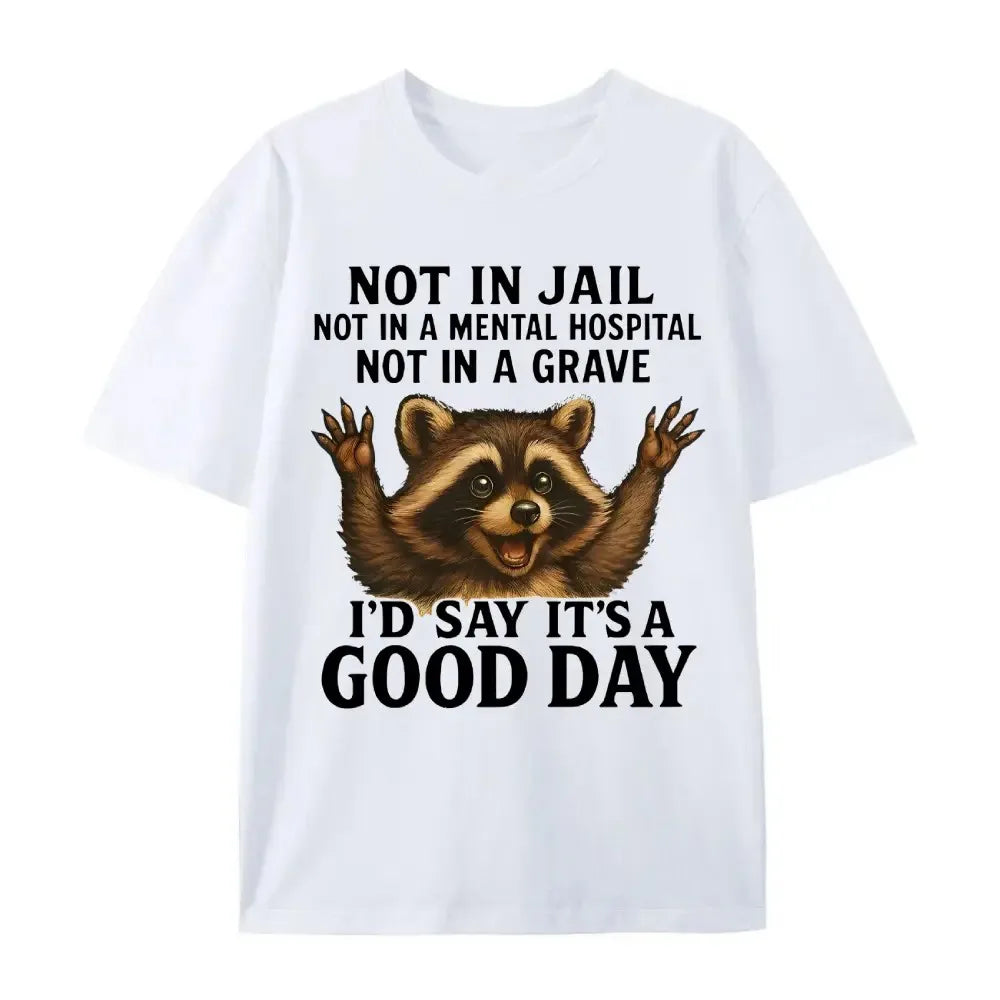 Not In Jail Good Day Raccoon Funny Graphic T-Shirt / Sweatshirt / Hoodie