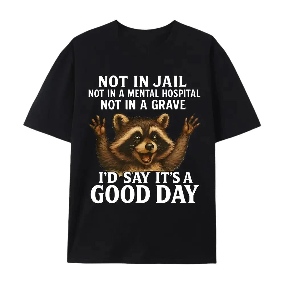 Not In Jail Good Day Raccoon Funny Graphic T-Shirt / Sweatshirt / Hoodie