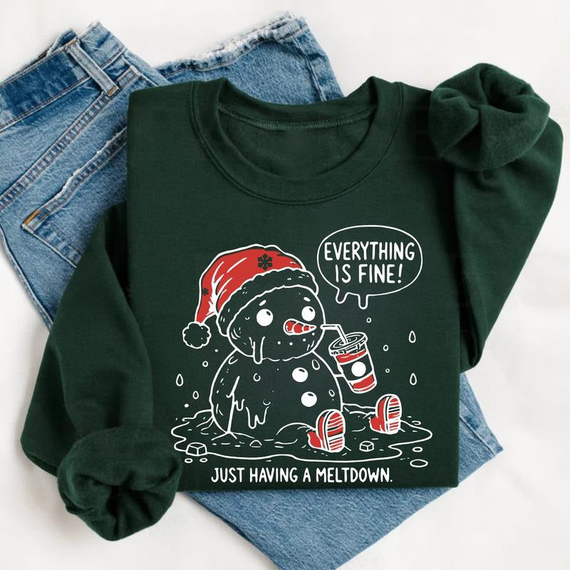 Having A Meltdown Cute Snowman Funny Christmas T-Shirt / Sweatshirt / Hoodie