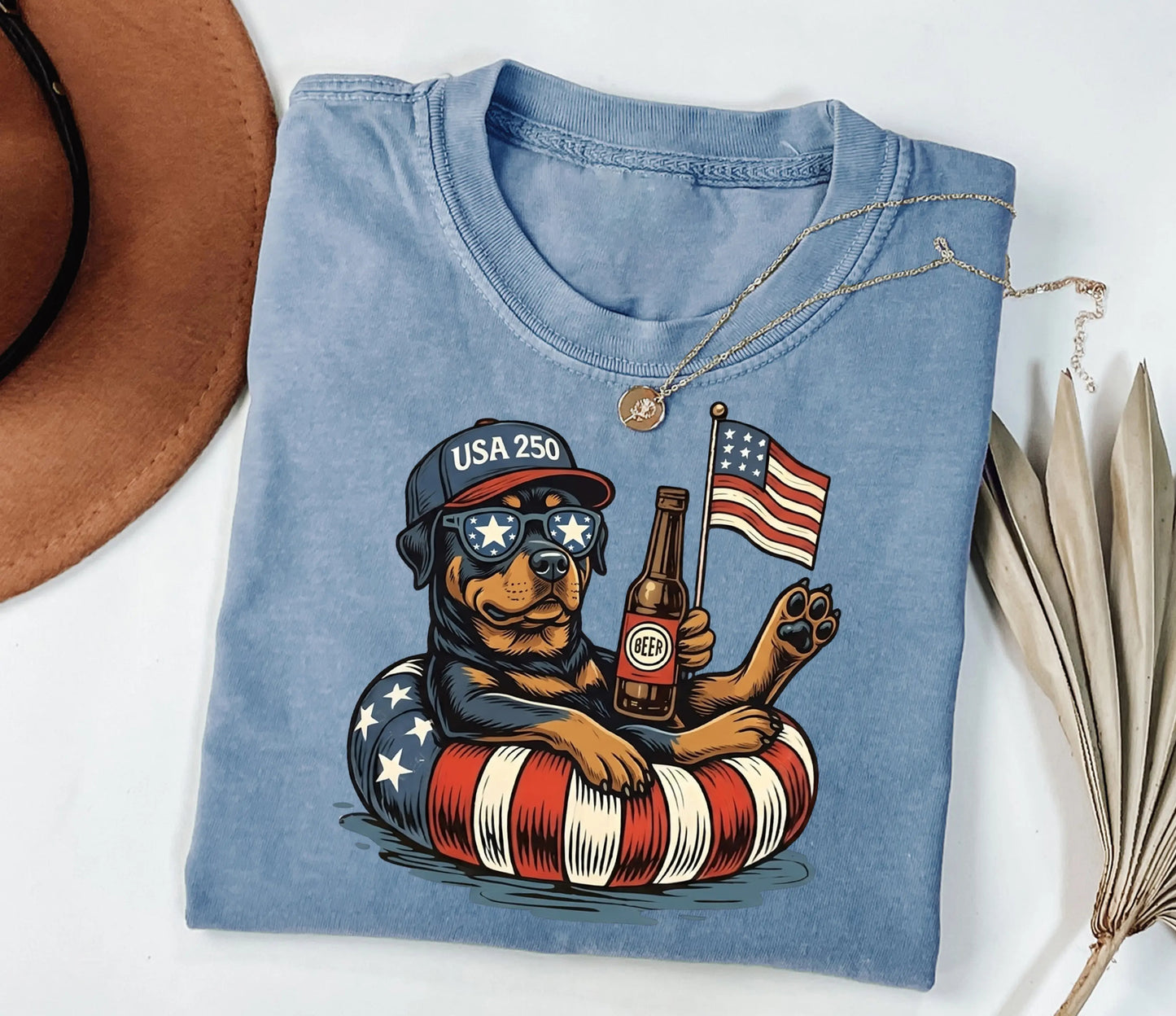 Funny Patriotic Dog USA 250 Independence Day 4th of July Graphic For Dog Lover T-Shirt / Sweatshirt / Hoodie