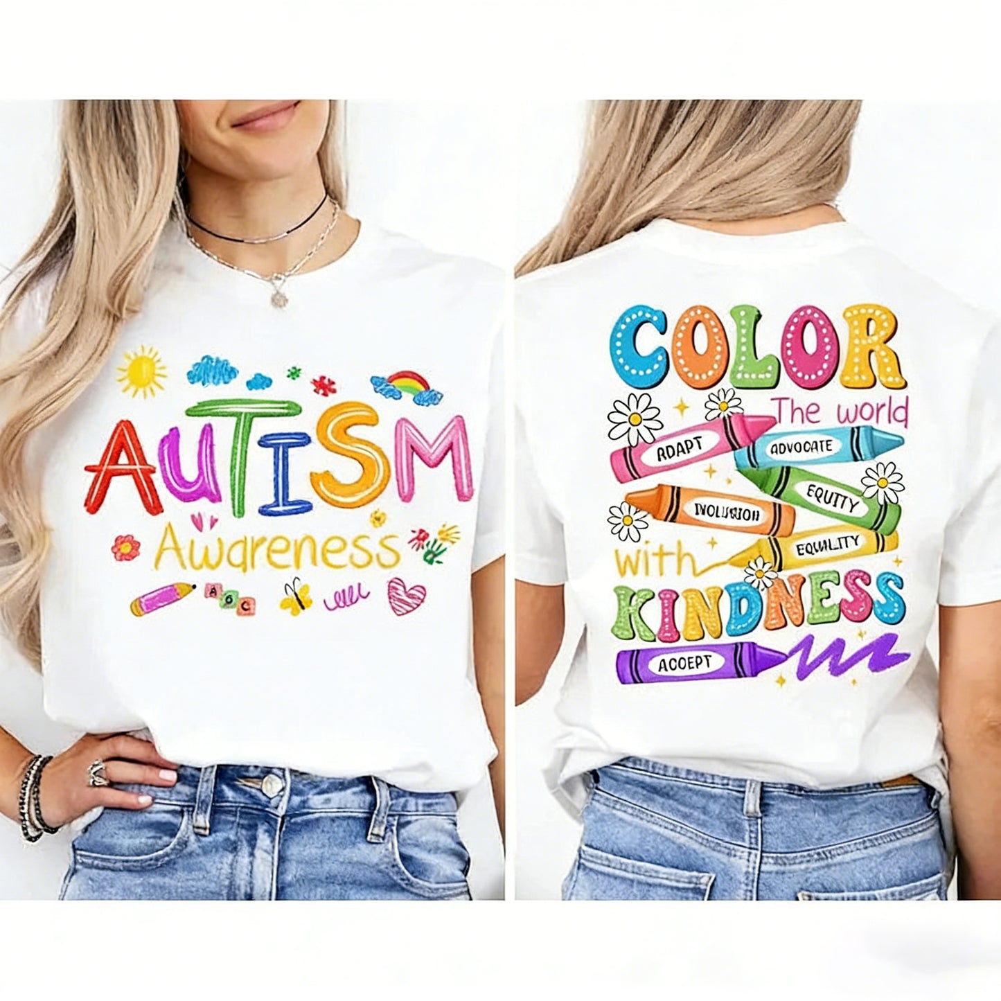 Autism Awareness Color The World With Kindness Teacher Mom Gift T-Shirt / Sweatshirt / Hoodie