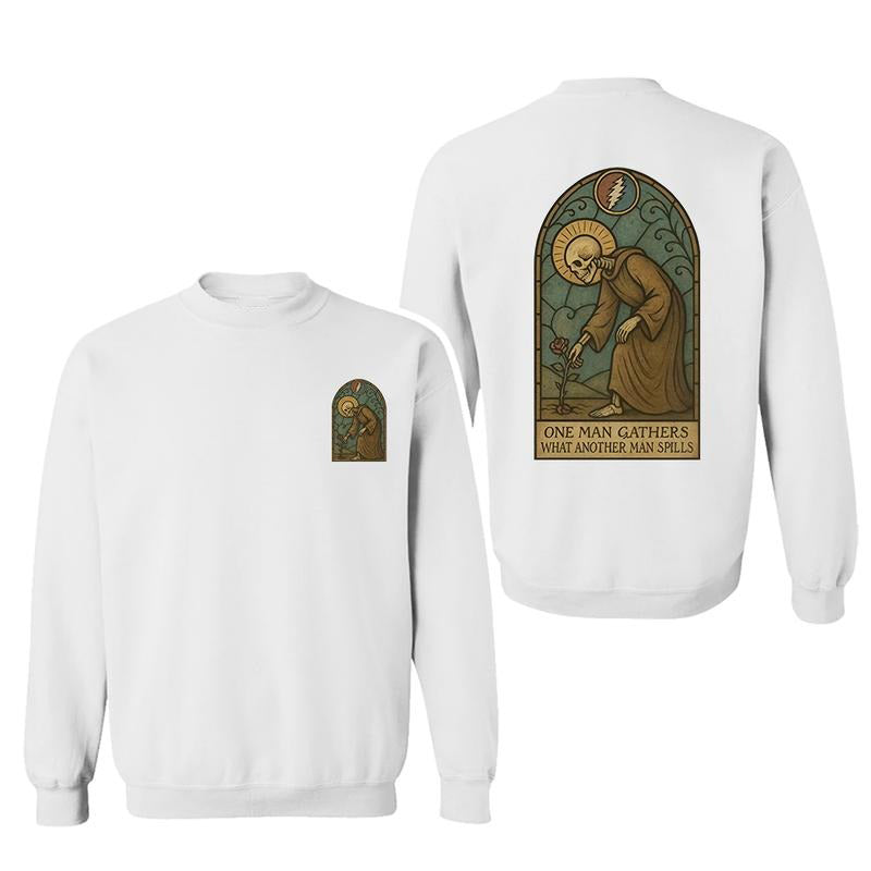 Retro Stained Glass Quote Graphic One Man Gathers Art Design T-Shirt / Sweatshirt / Hoodie
