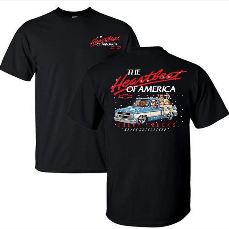 Retro Christmas Truck Lover Classic Casual Gift Hearbeat Of America T-Shirt / Sweatshirt / Hoodie