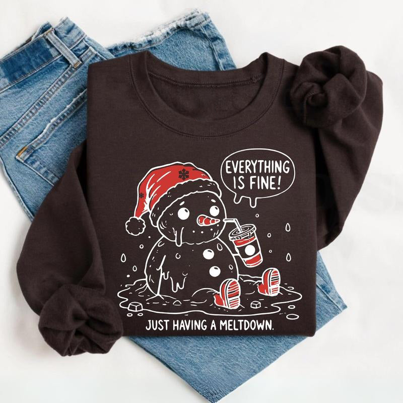 Having A Meltdown Cute Snowman Funny Christmas T-Shirt / Sweatshirt / Hoodie