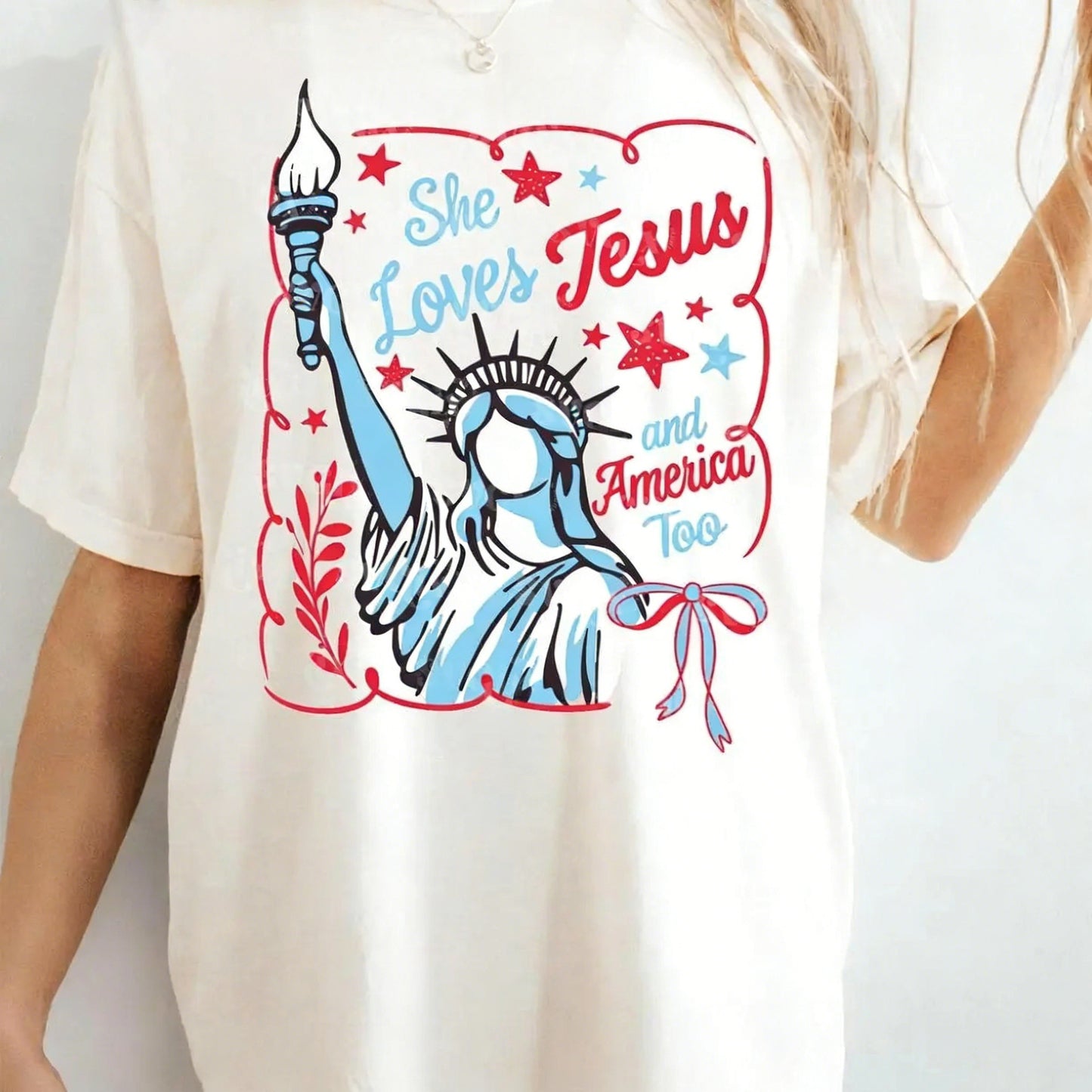She Loves Jesus And America Too 4th July Patriotic Faith T-Shirt / Sweatshirt / Hoodie