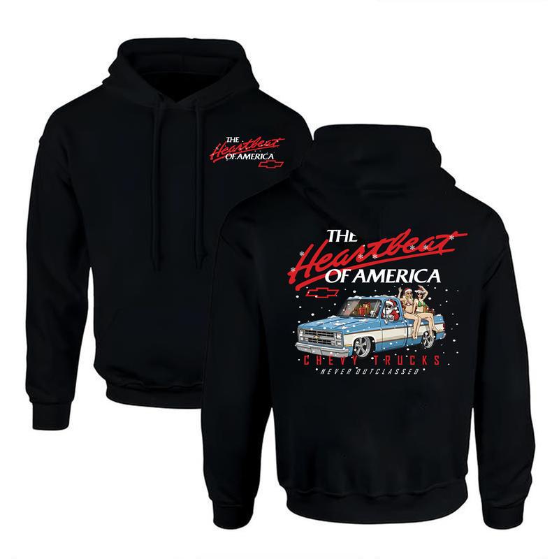 Retro Christmas Truck Lover Classic Casual Gift Hearbeat Of America T-Shirt / Sweatshirt / Hoodie