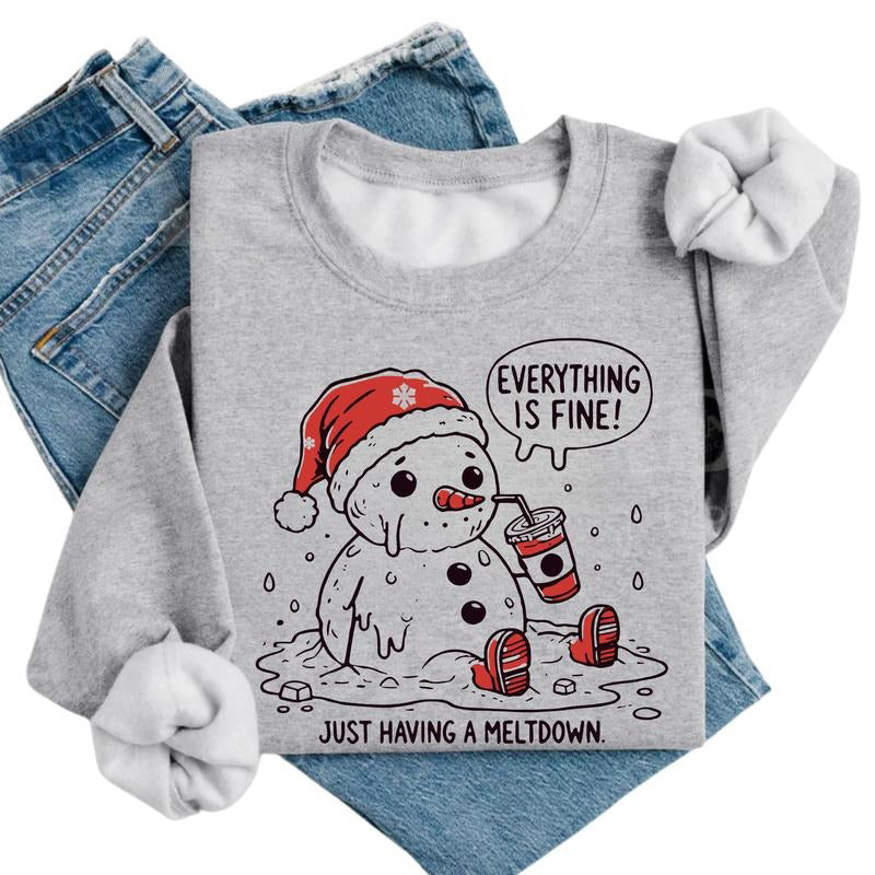 Having A Meltdown Cute Snowman Funny Christmas T-Shirt / Sweatshirt / Hoodie