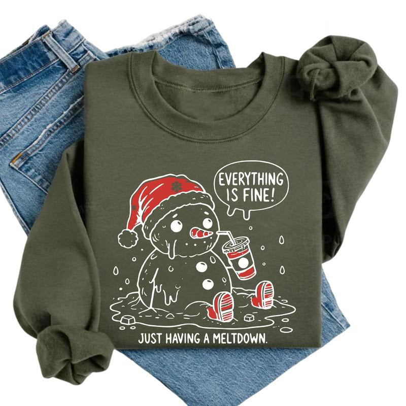 Having A Meltdown Cute Snowman Funny Christmas T-Shirt / Sweatshirt / Hoodie