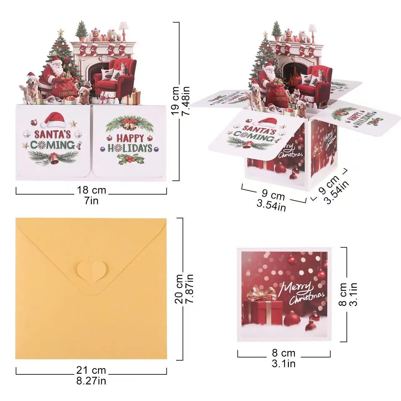 💌 3D Pop-Up Merry Christmas Card – Santa’s Cabin Holiday Gift Box🎁