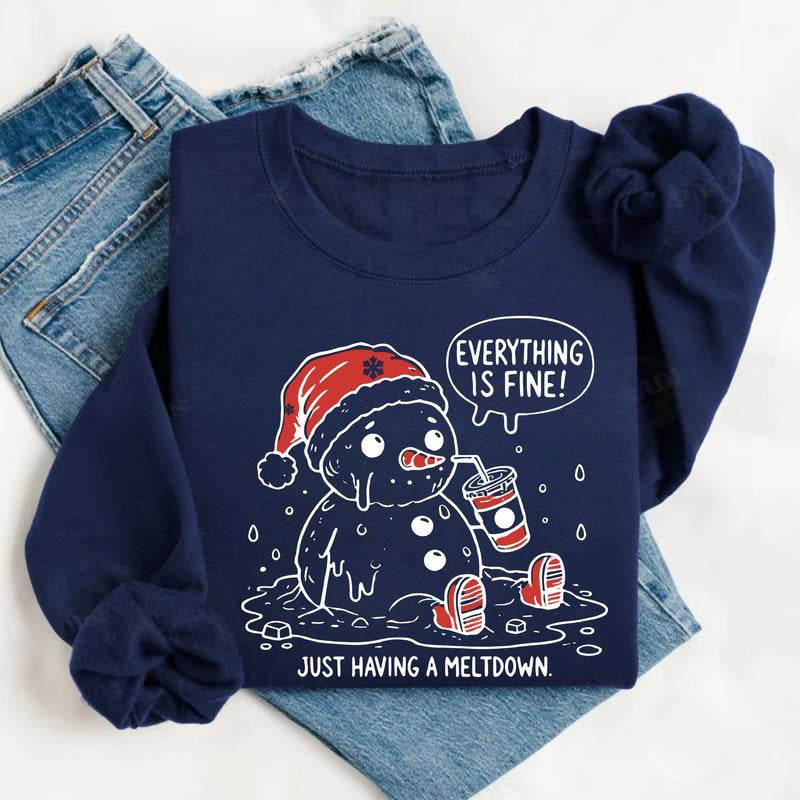 Having A Meltdown Cute Snowman Funny Christmas T-Shirt / Sweatshirt / Hoodie
