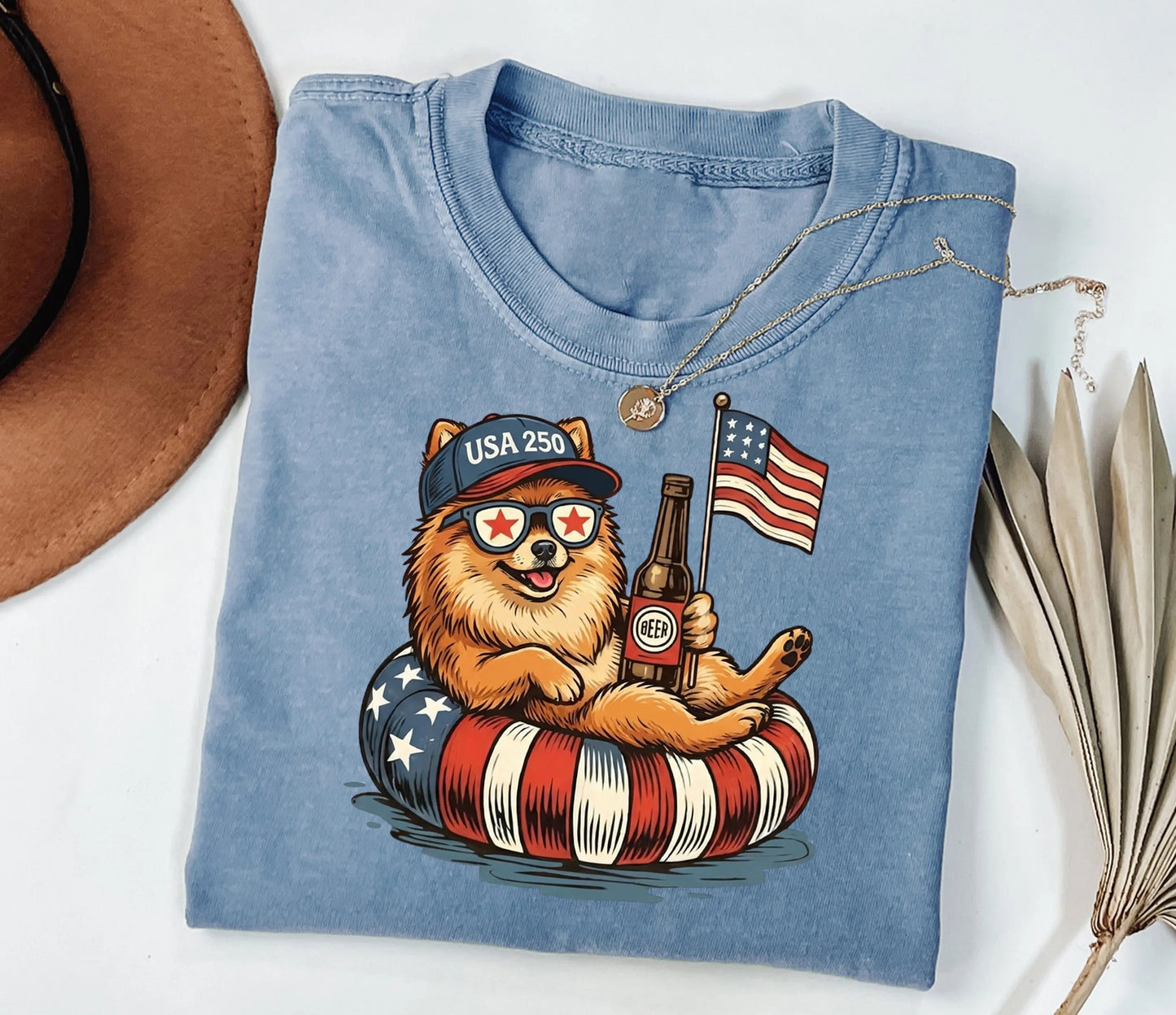 Funny Patriotic Dog USA 250 Independence Day 4th of July Graphic For Dog Lover T-Shirt / Sweatshirt / Hoodie