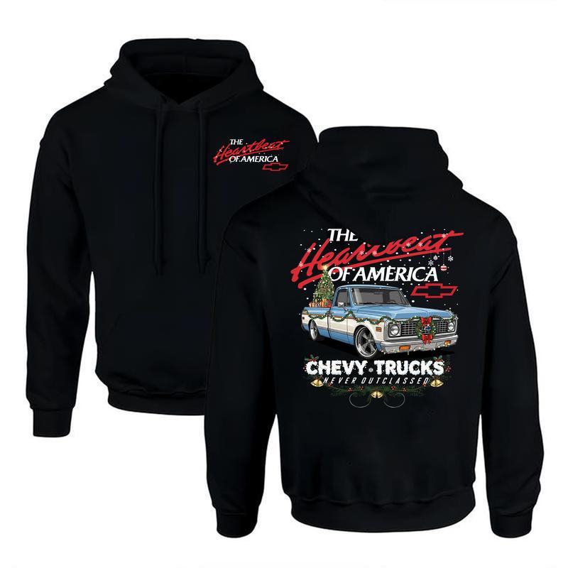 Retro Christmas Truck Lover Classic Casual Gift Hearbeat Of America T-Shirt / Sweatshirt / Hoodie