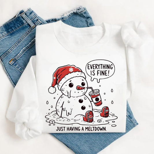Having A Meltdown Cute Snowman Funny Christmas T-Shirt / Sweatshirt / Hoodie