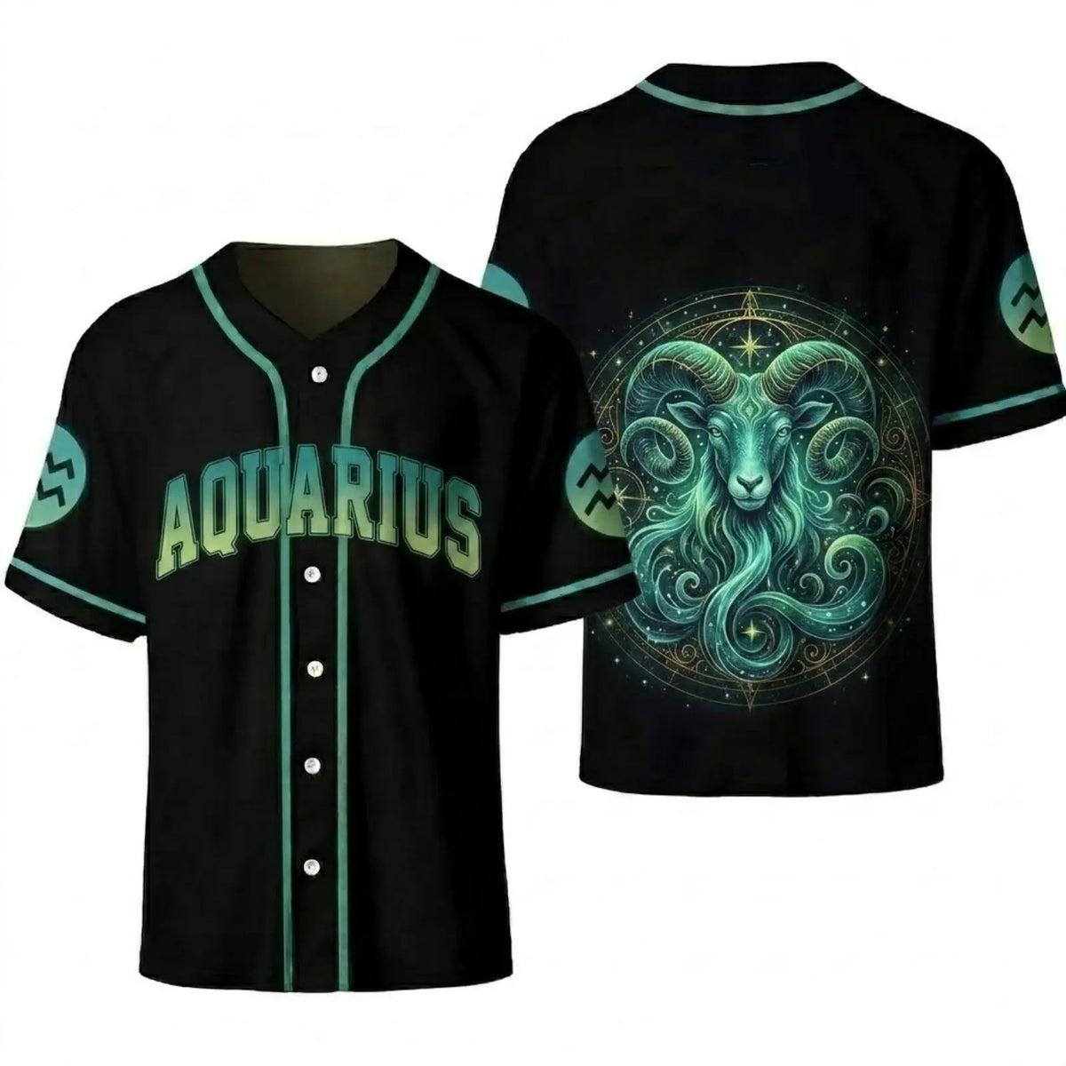 Astrology Zodiac Sign Baseball Jersey — Gothic Celestial Graphic for Astrology Lovers Button-Up Shirt