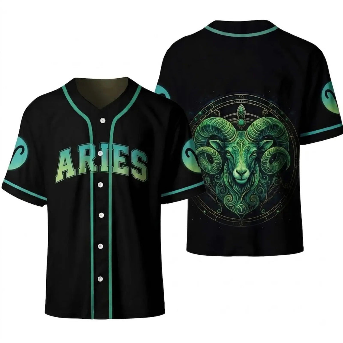Astrology Zodiac Sign Baseball Jersey — Gothic Celestial Graphic for Astrology Lovers Button-Up Shirt