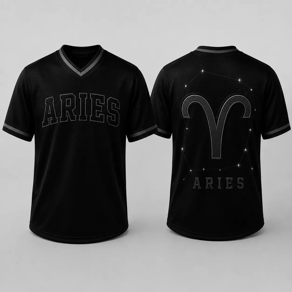 Black Unisex Zodiac V-Neck Casual Soccer Jersey - Fabric Top with 12 Star Sign Art Constellations Sports Jersey