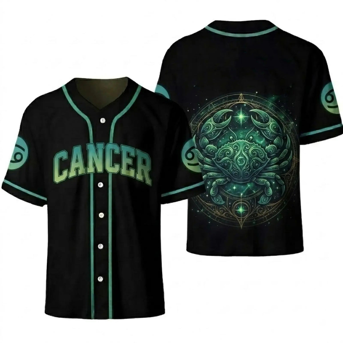 Astrology Zodiac Sign Baseball Jersey — Gothic Celestial Graphic for Astrology Lovers Button-Up Shirt