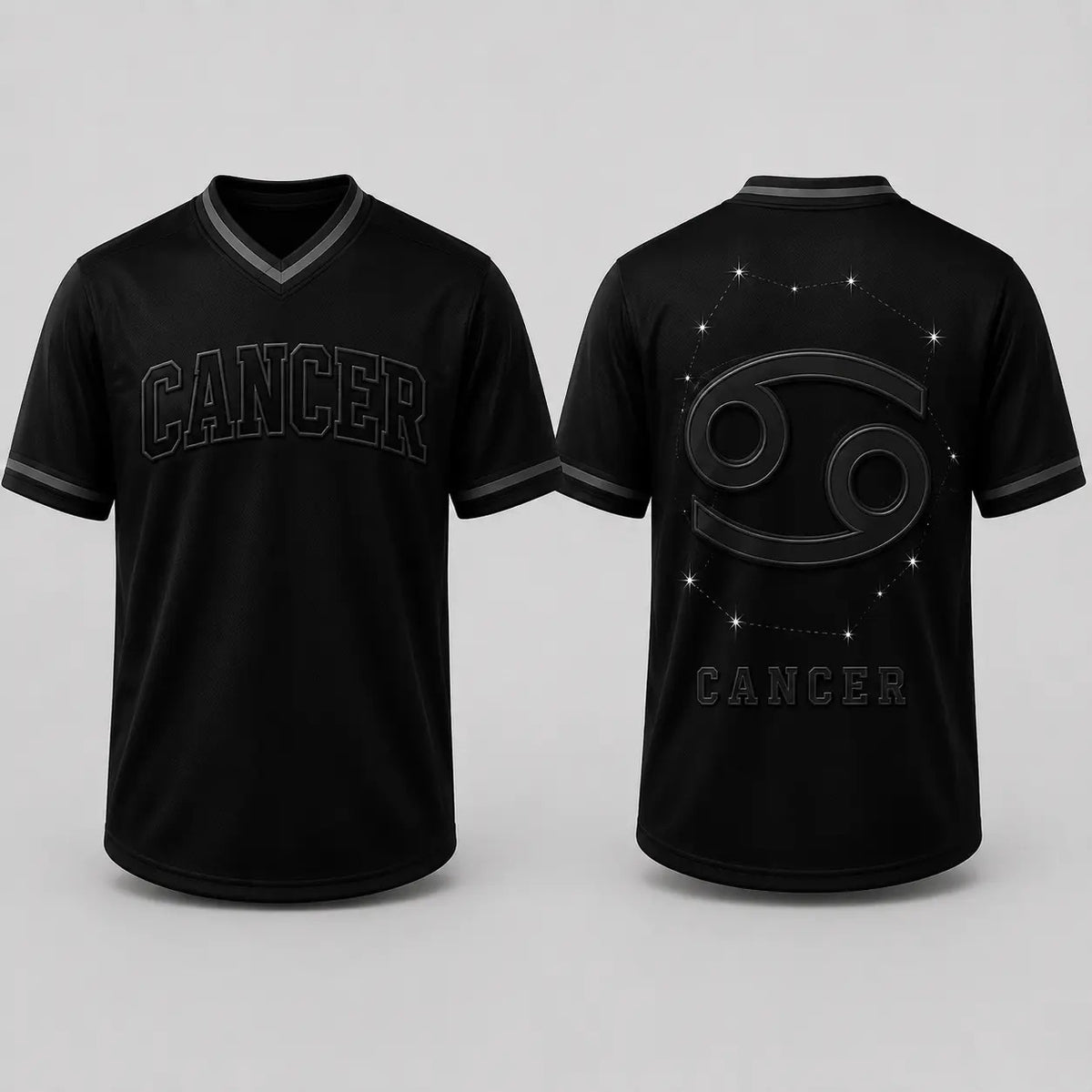 Black Unisex Zodiac V-Neck Casual Soccer Jersey - Fabric Top with 12 Star Sign Art Constellations Sports Jersey